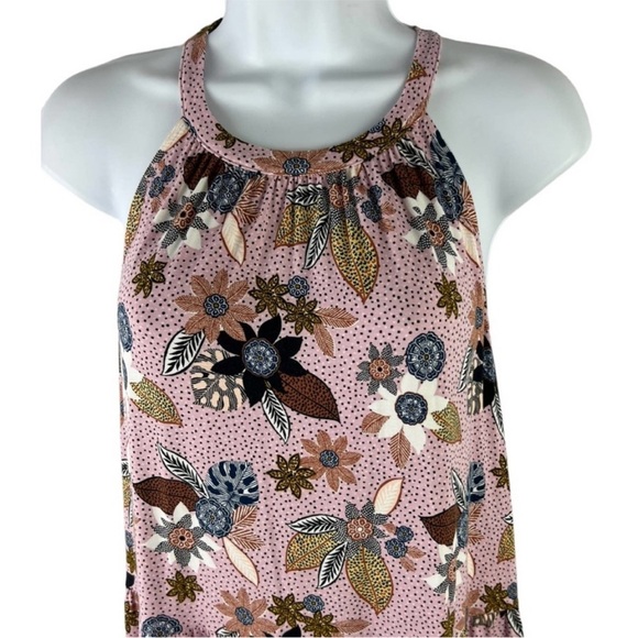 Loft Floral High Neck Tiered Halter Dress Size L - Picture 4 of 9